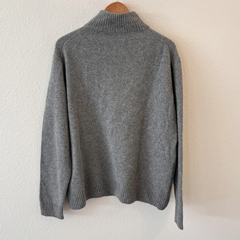 J Crew Sweater Mens XL Gray Merino Wool Blend Half Zip Mock Neck Pullover‎ Knit